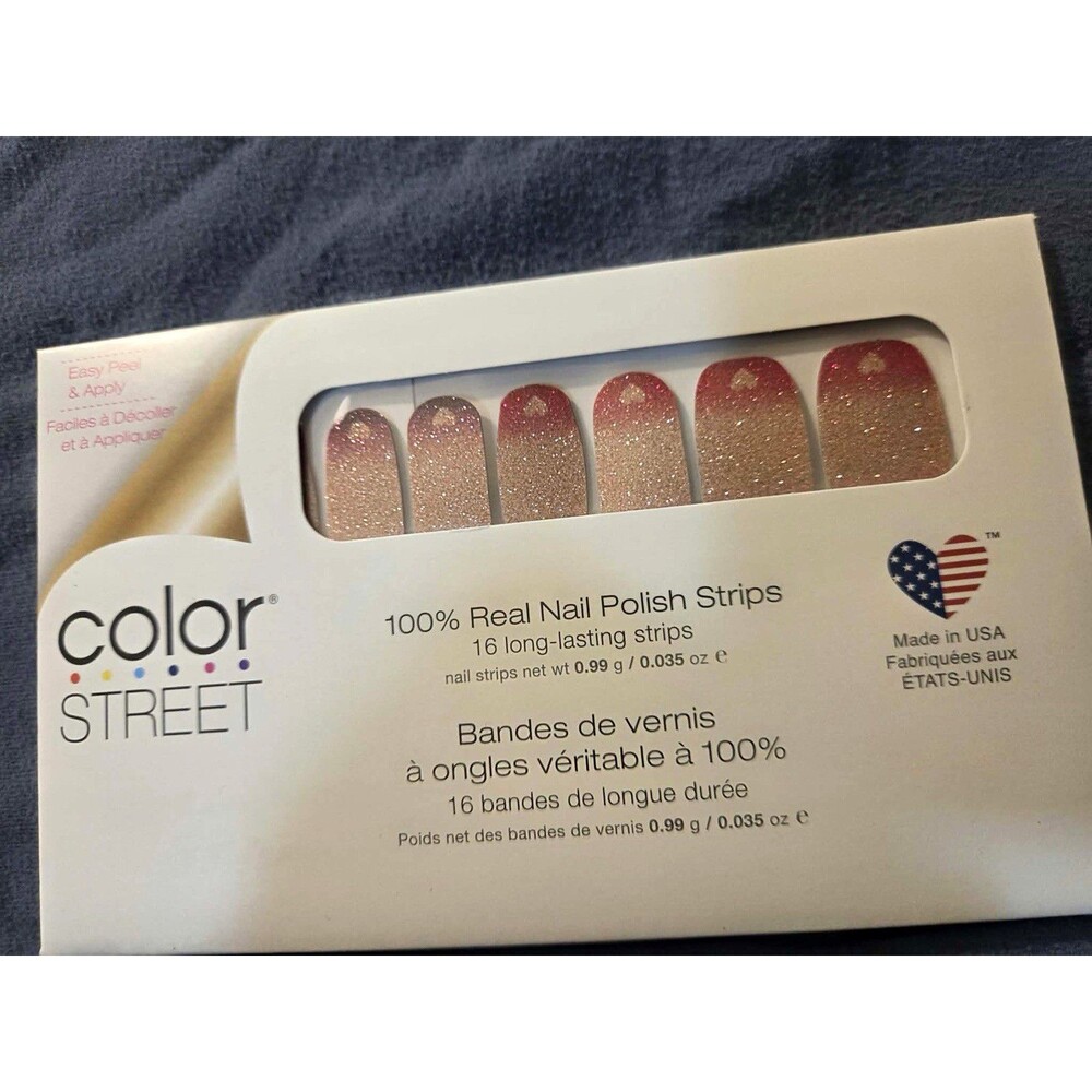 Color Street Nail Polish Strips Work of Fine Heart Pink/Beige Glitter 0.035oz